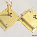 2 recessed locks Vintage style antique look solid heavy brass aged 1 key lock works 60mm