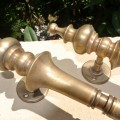 2 Handle DOOR PULL spun solid BRASS old vintage antique style amazing 12 "pair