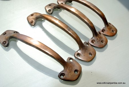 4 aged brass "D" heavy pulls handles DOOR antique solid brass vintage plain style 5.1/2"