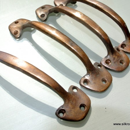 4 aged brass "D" heavy pulls handles DOOR antique solid brass vintage plain style 5.1/2"