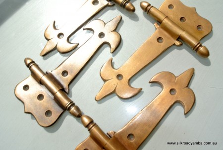 4 small hinges vintage age style solid Brass DOOR restoration heavy 5"