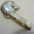 BRASS SILVER WALKING STICK end large brass SKULL head only hand made engraved design