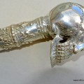BRASS SILVER WALKING STICK end large brass SKULL head only hand made engraved design