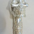 BRASS SILVER WALKING STICK end large brass SKULL head only hand made engraved design