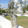 BRASS SILVER WALKING STICK end large brass SKULL head only hand made engraved design