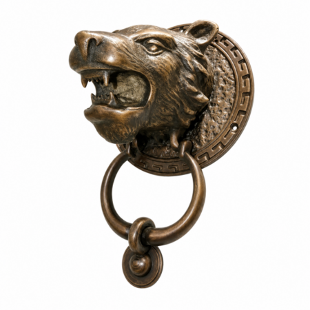 Lion Tiger Head Door Knocker Solid Brass Antique Vintage Front Door Hardware 140mm
