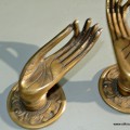 2 Pull handle hands fingers brass door antique old style knob hook 4.1/2" cast