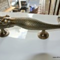 Right hand large MERMAID solid brass door PULL old style heavy house PULL handle 15" aged