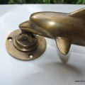 DOLPHIN shape heavy front Door Knocker SOLID BRASS vintage antique style 12"