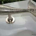 RIGHT hand large MERMAID solid brass door PULL old style heavy house PULL handle 15" SILVER