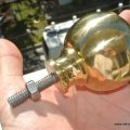 heavy solid Brass BED KNOBS 3" high old style COT hollow heavy vintage polished