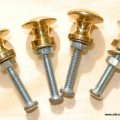 4 very TINY bolt KNOBS pulls handles antique solid heavy brass drawer knob 15 mm