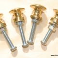 4 very TINY bolt KNOBS pulls handles antique solid heavy brass drawer knob 15 mm