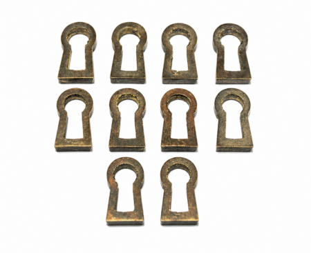 10 Brass Recessed Key Hole Covers 19mm Antique Escutcheon Vintage Watson Brass 1612F