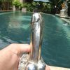 large penis DOOR PULL or HOOK hand made brass 9 " handle silver plated