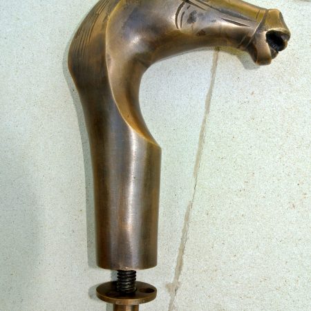 brass crutch HORSE head WALKING STICK hand Made end only 2 parts handle