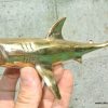 Small 7 " GREAT WHITE SHARK BRASS statue display vintage style POLISHED heavy