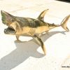 Small 7 " GREAT WHITE SHARK BRASS statue display vintage style POLISHED heavy