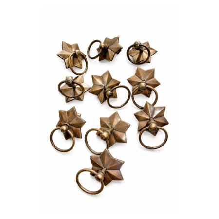 10 Large Solid Brass Star Drawer Pull Handles – Antique Style Vintage Cabinet & Box Pulls 58mm