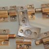 10 small bolts catch solid brass slide 2.1/2 " 65 mm hand made flush mount