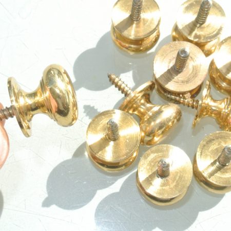 10 very small screw KNOBS pulls handles antique solid heavy brass drawer knob 19 mm