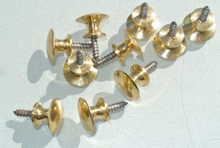 10 very TINY screw KNOBS pulls handles antique solid heavy brass drawer knob 15 mm