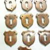 10 KEY hole shield covers old stye vintage antique look solid heavy brass aged escutcheon