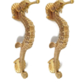 2 Large Seahorse Door Pull Handles Solid Brass Antique Vintage Style 13 Heavy Duty