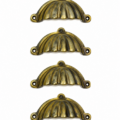 4 Solid Brass Shell Cup Drawer Pull Handles 2942 – 4" Vintage Cabinet Cup Pulls – Heavy Cast Brass