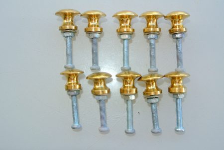 10 very TINY bolt KNOBS pulls handles antique solid heavy brass drawer knob 15 mm