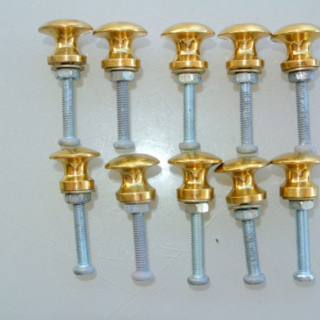 10 very TINY bolt KNOBS pulls handles antique solid heavy brass drawer knob 15 mm