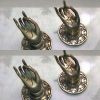 4 small Buddha Pulls handle Fingers silver brass door old style HAND knobs backplate 2.1/4"