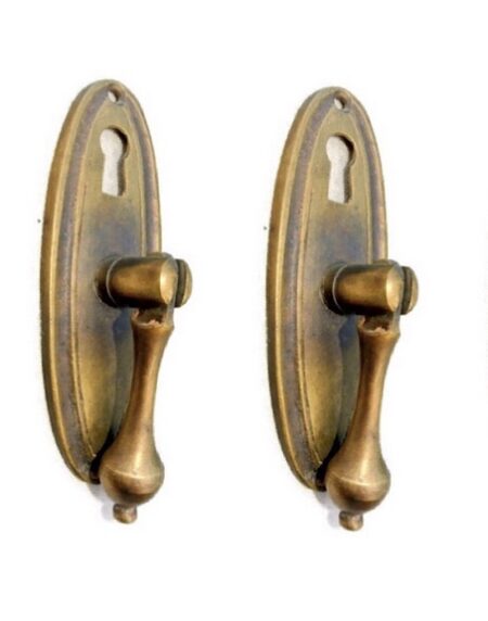 8 PULL handle KNOB aged old cast Brass PULL drop knob kitchen door 8 cm heavy 100% brass drop key hole pedestal