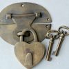 heavy HASP & STAPLE heart Padlock and KEY included WORKS 5" OVAL catch latch