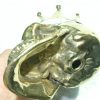 SKULL head pure BRASS king crown vintage style collect 6" statue aged pattern heavy