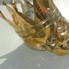 SKULL head pure BRASS king crown vintage style collect 6" statue aged