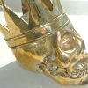SKULL head pure BRASS king crown vintage style collect 6" statue aged
