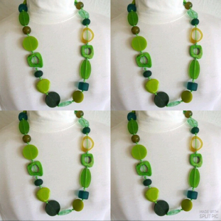 4 Resin necklace GREEN hand made stunning fashion jewellery bead NEW light