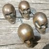 4 small Skull Drawer 2cm Gothic Finger Pull Solid Brass 1.3/4" solid heavy brass old style screws antiques hand made cabinet kitchen knob