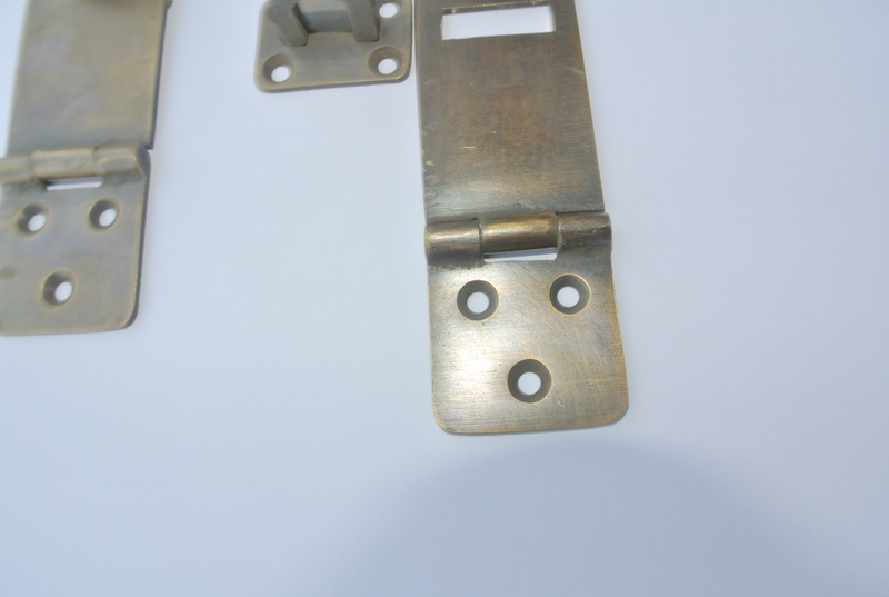 small box catch hasp 4" latch old style solid pure brass DOOR heavy rectangle 