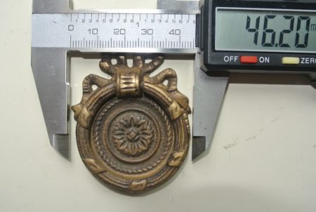 6 small PULLS 2" handles Small heavy 5 cm ribbon solid heavy brass old style bolt antiques hand made cabinet kitchen antiques knob ring