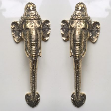 2 large 32 cm polished handles ELEPHANT Door Pull HANDLE 13 " long solid BRASS trunk door aged knob grab cabinet