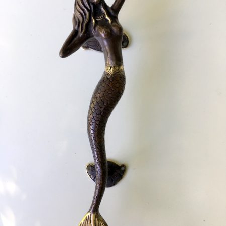 skinny MERMAID 35 cm solid brass door PULL old style heavy house PULL handle 13" aged brass BRONZE PATINA