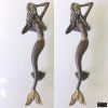 skinny MERMAID 35 cm solid brass door PULL old style heavy house PULL handle 13" aged brass BRONZE PATINA