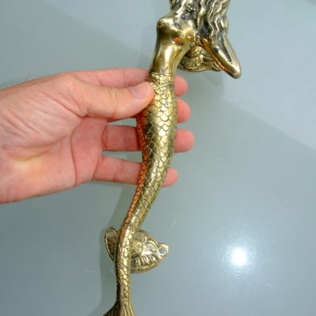 skinny MERMAID 35 cm solid brass door PULL old style heavy house PULL handle 13" aged polished brass