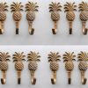 12 PINEAPPLE COAT HOOKS 4" small solid brass aged antiques vintage old style 100mm hook 10 cm bronze patina
