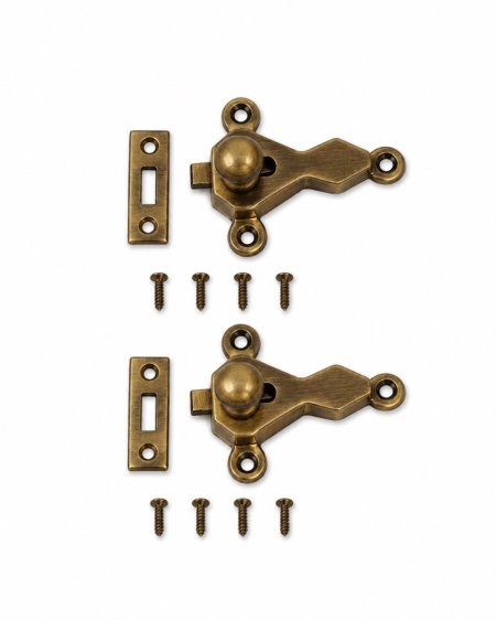 2 Banjo Catch Latches Solid Brass Furniture Catches Antique Style Watson 1850
