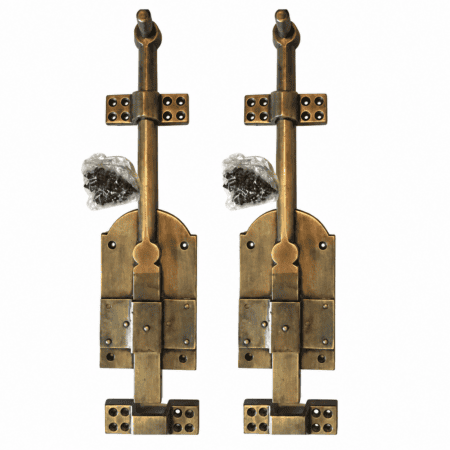 2 LARGE HEAVY 12 SOLID BRASS FRENCH FLUSH BOLTS – ANTIQUE OLD STYLE – 30 CM