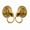 2 Large Elephant Head Door Handles 5.25" Solid Brass Ring Pulls, Vintage Antique Ganesha Door Knockers, Heavy Old Style Door Hardware