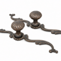 2 Pieces Curly French Style Door Pull Handles – 8 20 cm Solid Brass Vintage Bronze Patina House Door Handles, Kitchen Cabinet Pulls, Watson 405